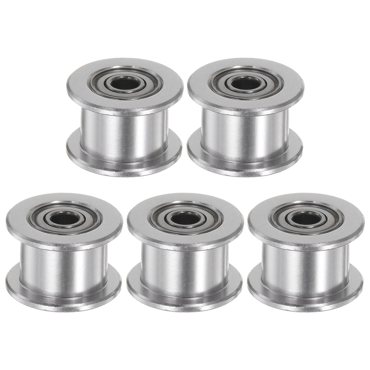 Harfington 5pcs 2GT Idler Pulley 3mm Bore 13mm Dia. 6mm Width Belt Toothless, Silver Tone