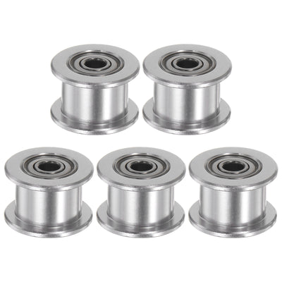 Harfington 5pcs 2GT Idler Pulley 3mm Bore 13mm Dia. 6mm Width Belt Toothless, Silver Tone