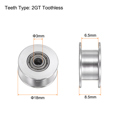 Harfington 5Stk 2GT Umlenkrolle 3mm Bohrung 18mm Durchm. Aluminum Zahnriemen Zahnlos für 6mm Breite Gürtel 3D Drucker CNC Maschine Zubehör Silberton