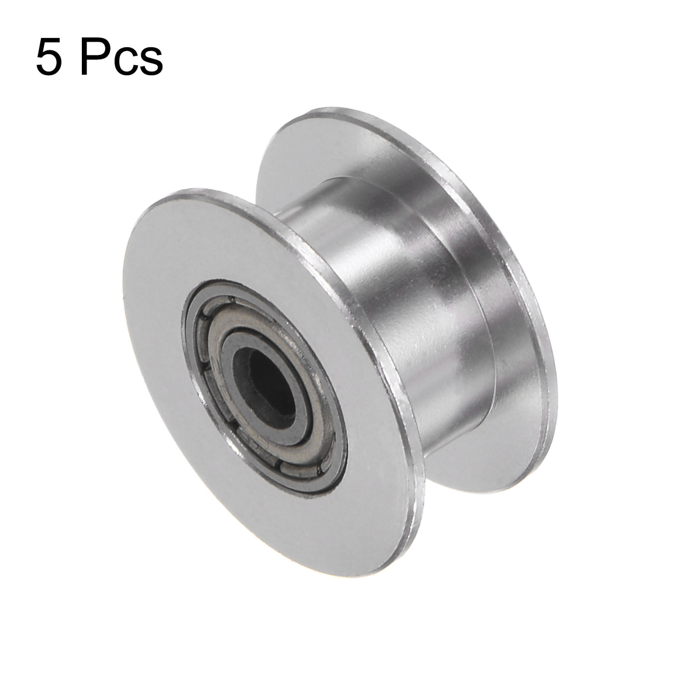 Harfington 5pcs 2GT Idler Pulley 3mm Bore 18mm Dia. 6mm Width Belt Toothless, Silver Tone