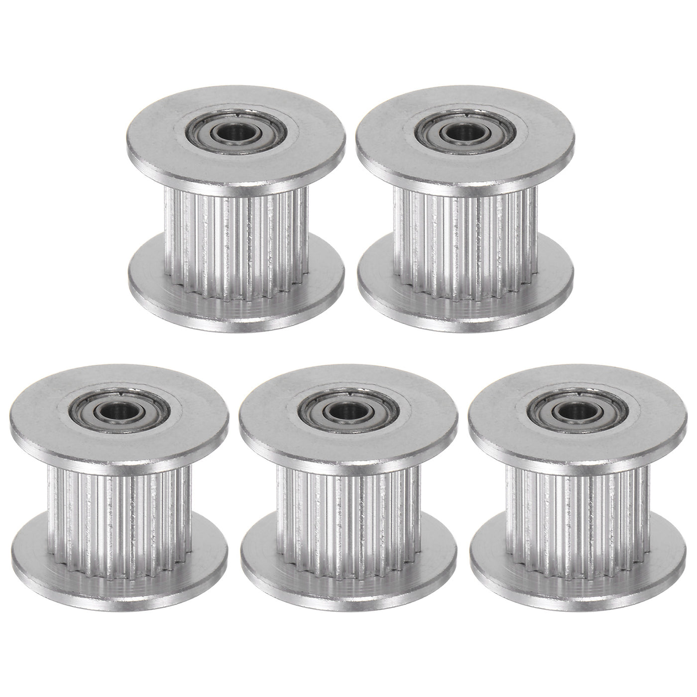 Harfington 5pcs 2GT Idler Pulley 20 Teeth 3mm Bore 18mm Dia. 10mm Width Belt, Silver Tone