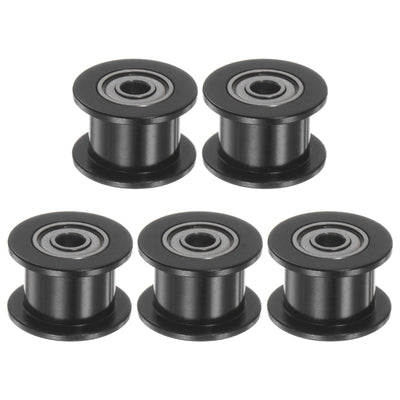 Harfington 5pcs 2GT Idler Pulley 3mm Bore 13mm Dia. 6mm Width Belt Toothless, Black