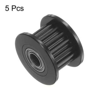 Harfington 5pcs 2GT Idler Pulley 16 Teeth 3mm Bore 13mm Dia. 6mm Width Belt, Black