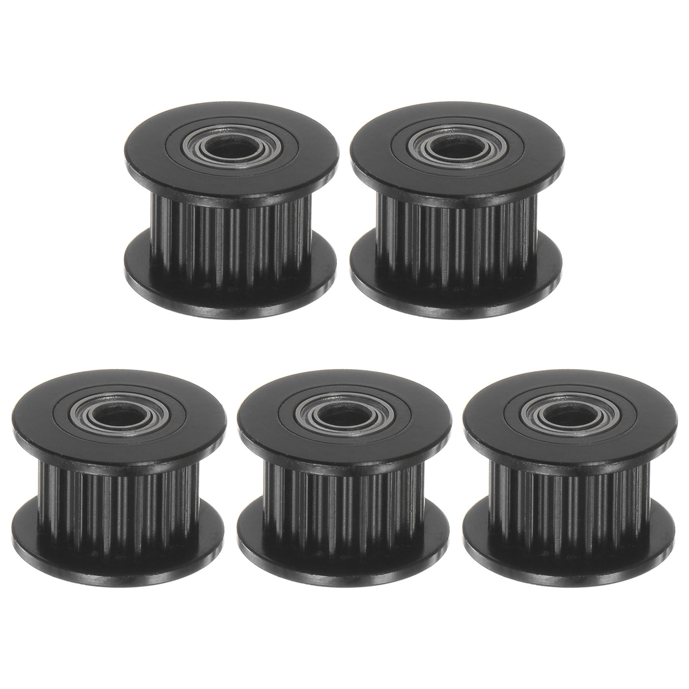 Harfington 5pcs 2GT Idler Pulley 16 Teeth 3mm Bore 13mm Dia. 6mm Width Belt, Black