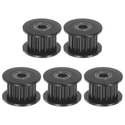 Harfington 5pcs 2GT Idler Pulley 16 Teeth 3mm Bore 13mm Dia. 6mm Width Belt, Black