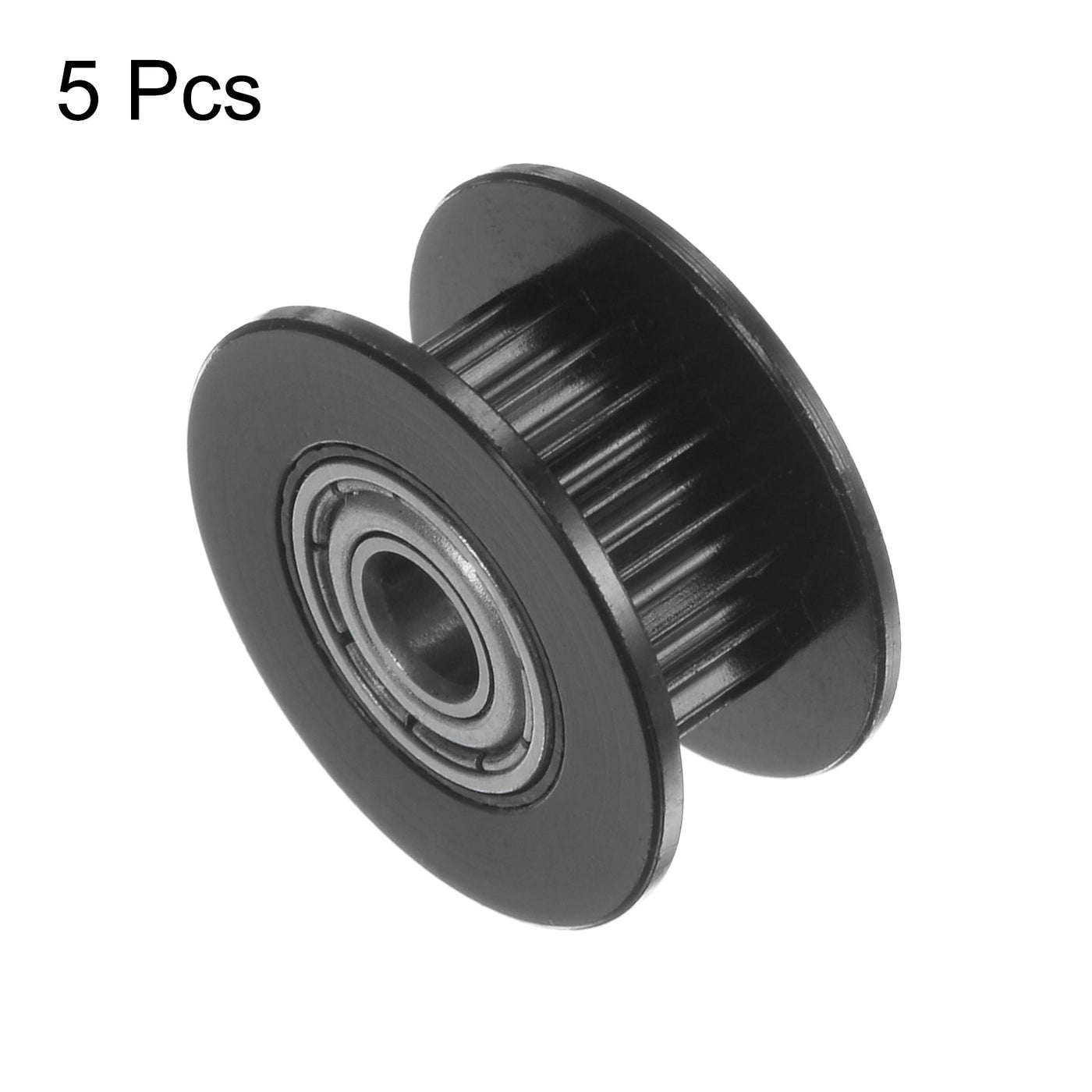 Harfington 5pcs 2GT Idler Pulley 20 Teeth 5mm Bore 18mm Dia. 6mm Width Belt, Black