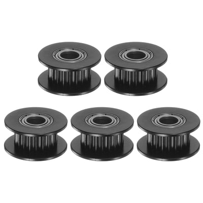 Harfington 5pcs 2GT Idler Pulley 20 Teeth 5mm Bore 18mm Dia. 6mm Width Belt, Black