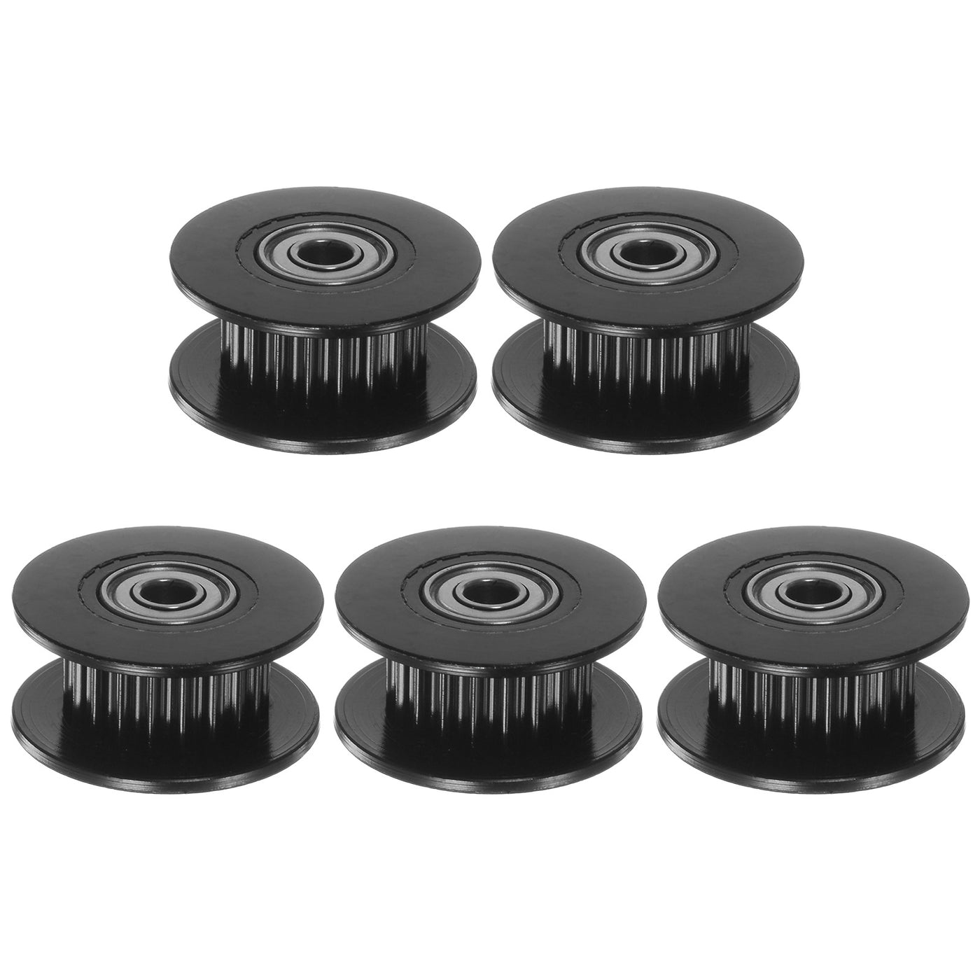 Harfington 5pcs 2GT Idler Pulley 20 Teeth 3mm Bore 18mm Dia. 6mm Width Belt, Black