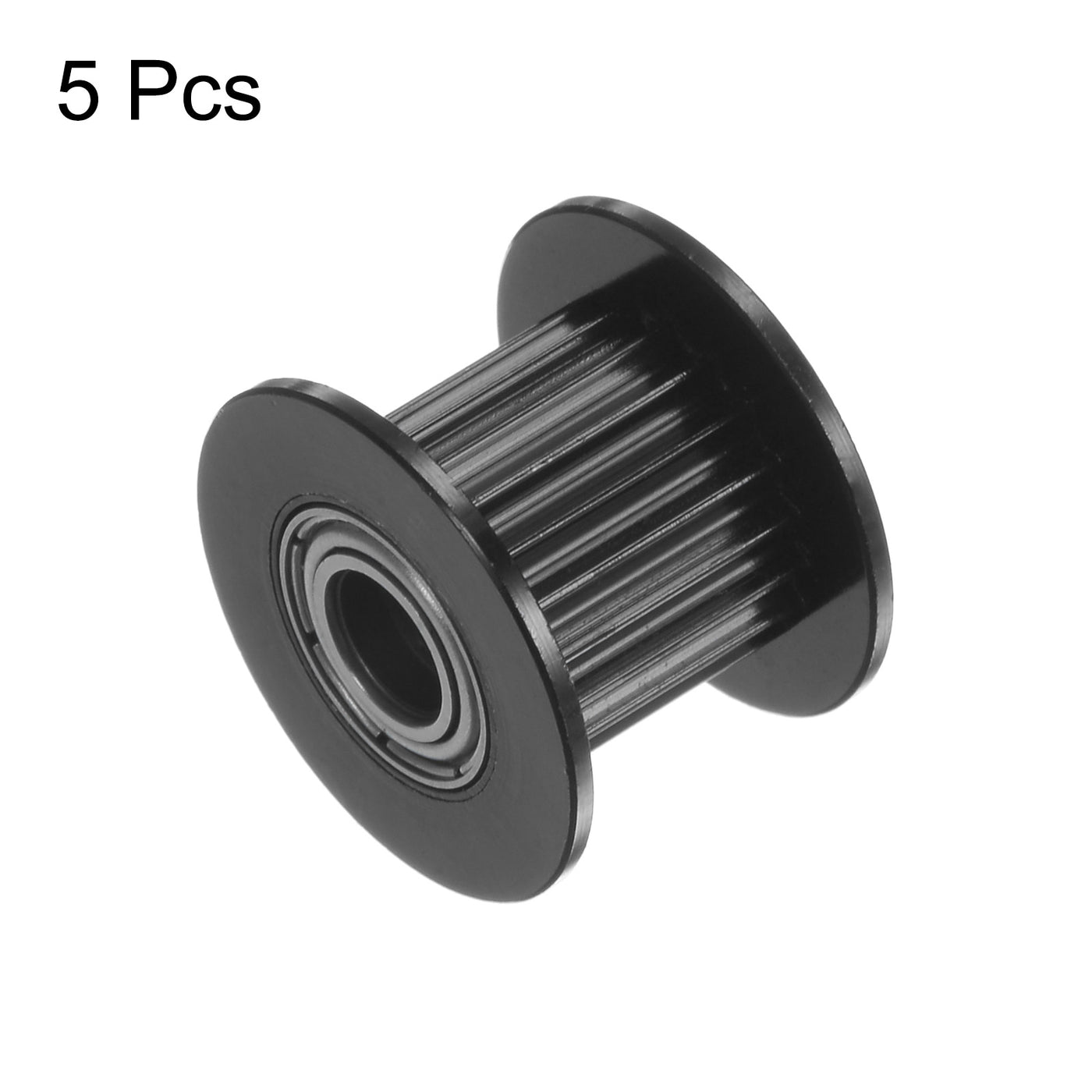 Harfington 5pcs 2GT Idler Pulley 20 Teeth 5mm Bore 18mm Dia. 10mm Width Belt, Black