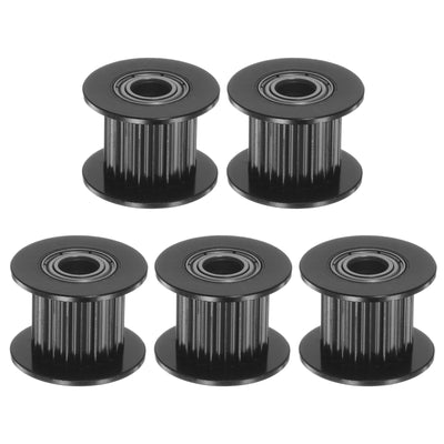 Harfington 5pcs 2GT Idler Pulley 20 Teeth 5mm Bore 18mm Dia. 10mm Width Belt, Black