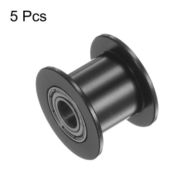 Harfington 5pcs 2GT Idler Pulley 5mm Bore 18mm Dia. 10mm Width Belt Toothless, Black