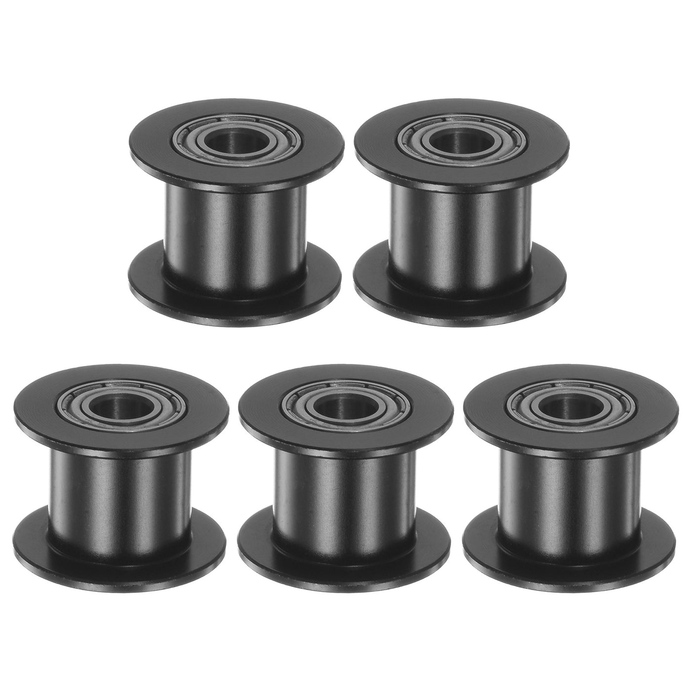 Harfington 5pcs 2GT Idler Pulley 5mm Bore 18mm Dia. 10mm Width Belt Toothless, Black