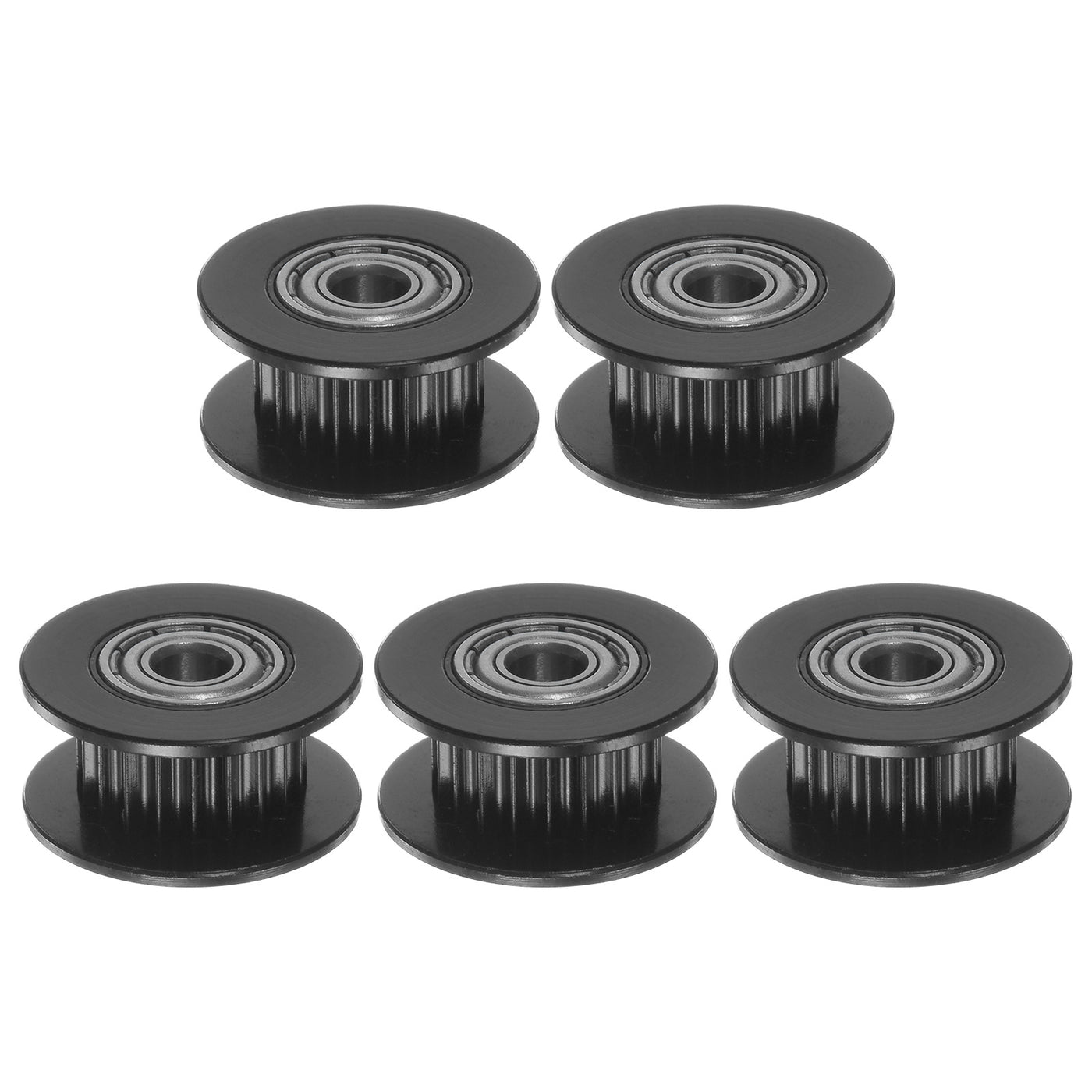 Harfington 5pcs 2GT Idler Pulley 20 Teeth 4mm Bore 18mm Dia. 6mm Width Belt, Black