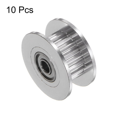 Harfington 10pcs 2GT Idler Pulley 20 Teeth 3mm Bore 18mm Dia. 6mm Width Belt, Silver Tone