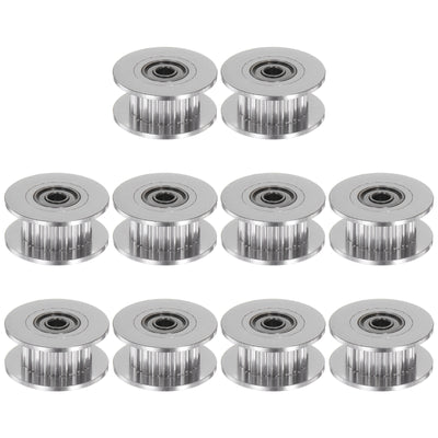 Harfington 10pcs 2GT Idler Pulley 20 Teeth 3mm Bore 18mm Dia. 6mm Width Belt, Silver Tone