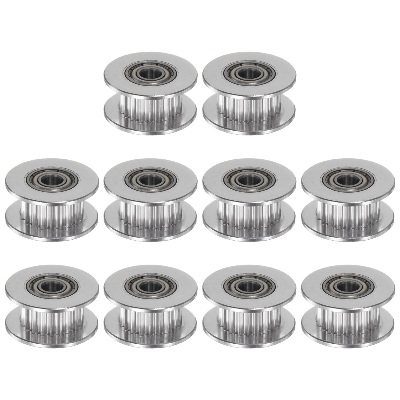 Harfington 10pcs 2GT Idler Pulley 20 Teeth 4mm Bore 18mm Dia. 6mm Width Belt, Silver Tone