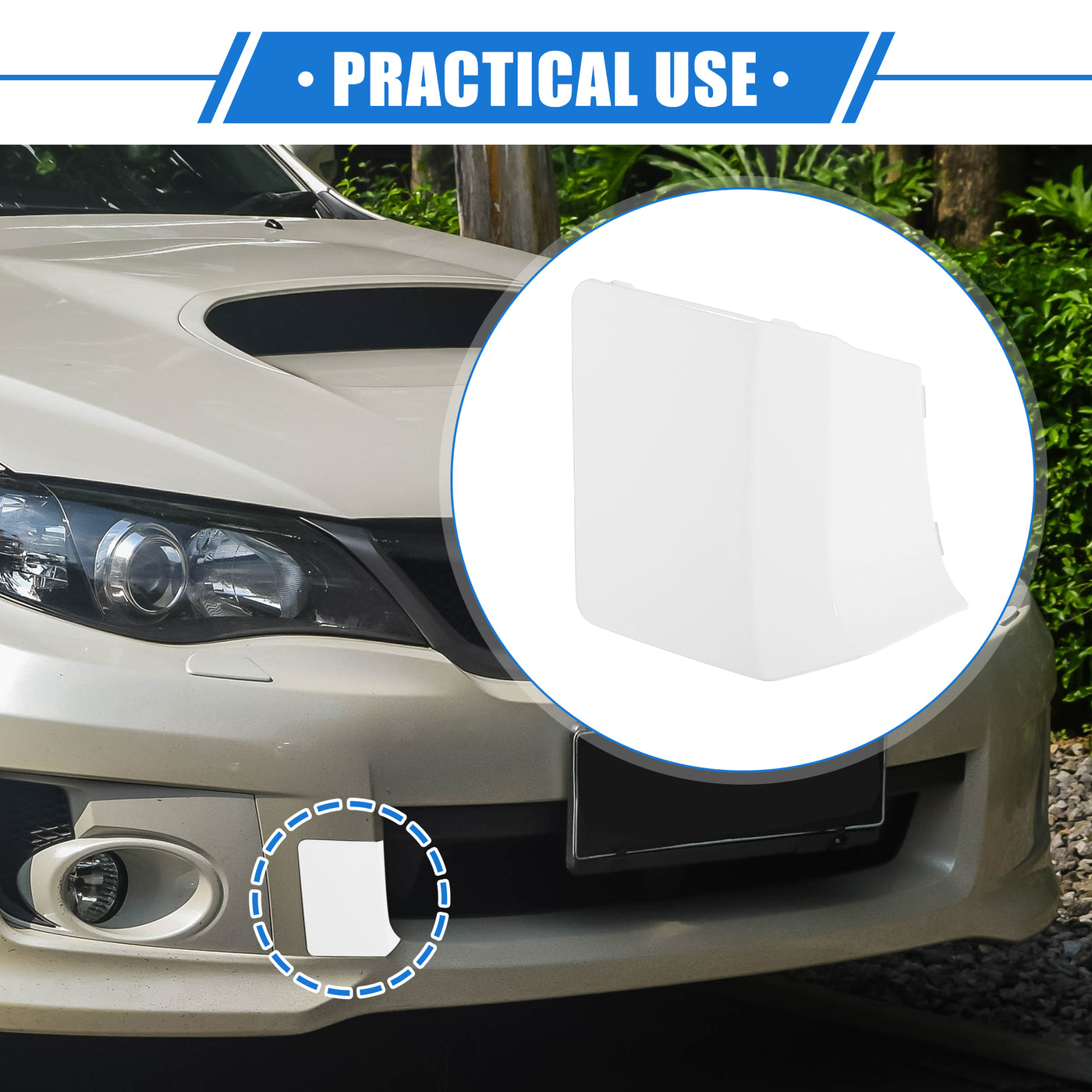 VekAuto Car Towing Tow Eye Hook Cover Cap Compatible for Subaru Impreza 2010-2014, Durable Plastic White Front Bumper