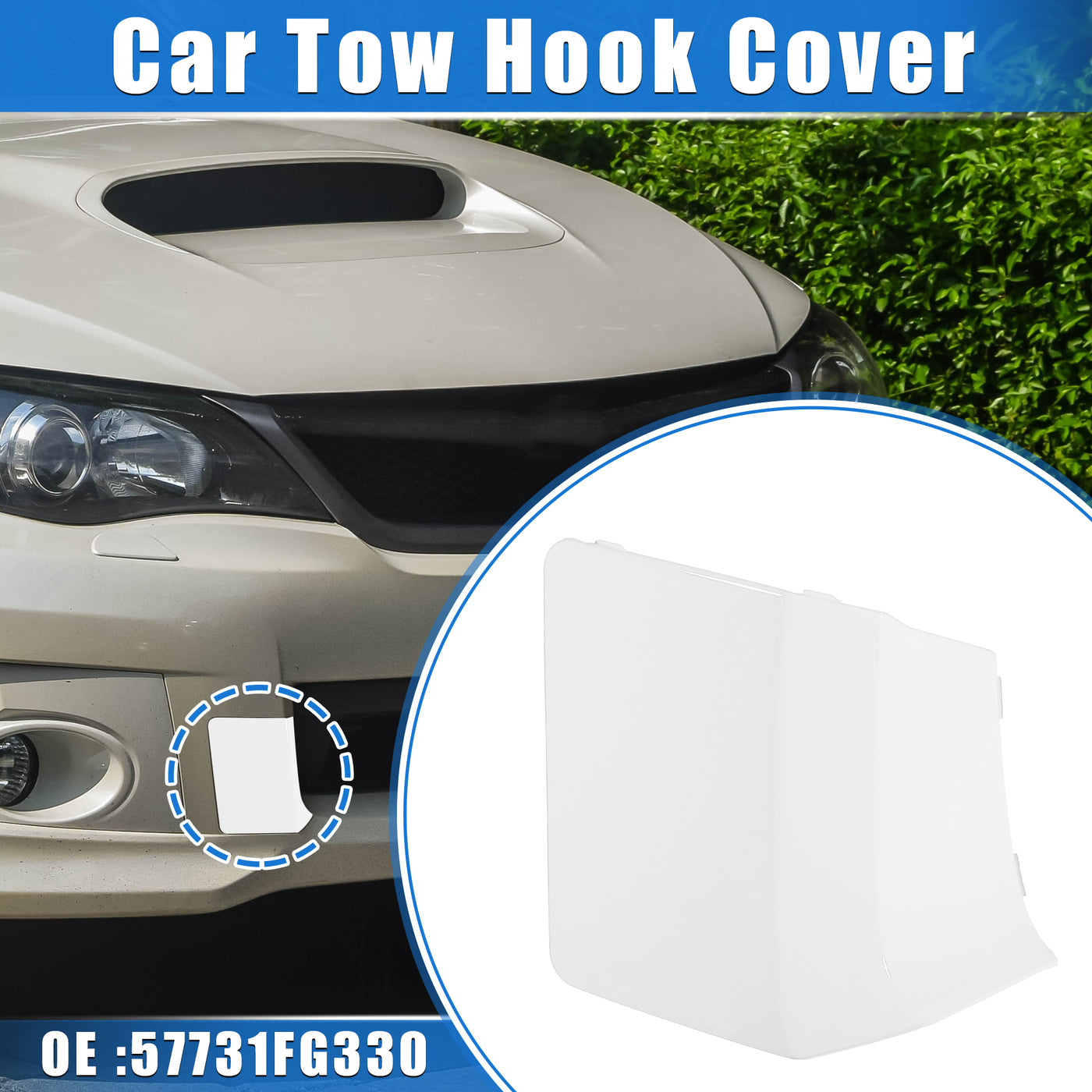 VekAuto Car Towing Tow Eye Hook Cover Cap Compatible for Subaru Impreza 2010-2014, Durable Plastic White Front Bumper