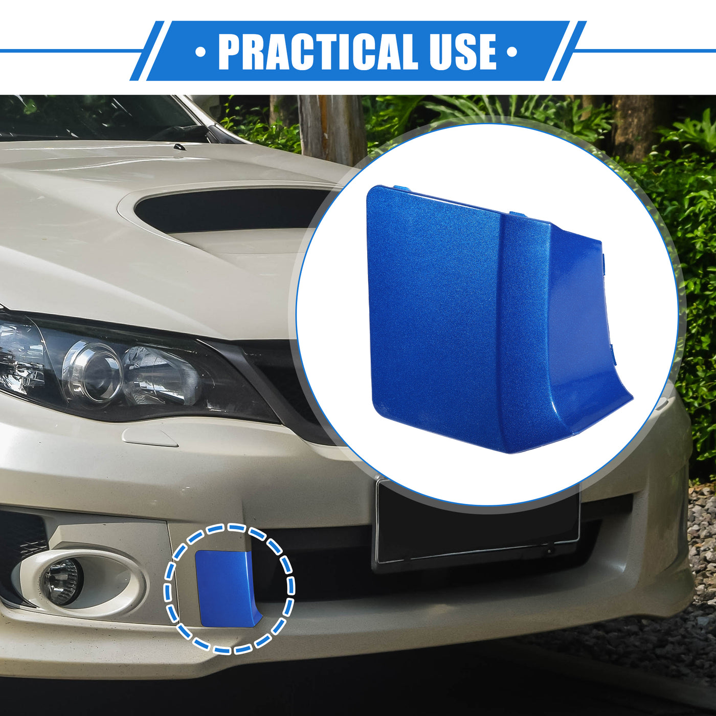 VekAuto Car Towing Tow Eye Hook Cover Cap Compatible for Subaru Impreza 2010-2014, Durable Plastic Blue Front Bumper