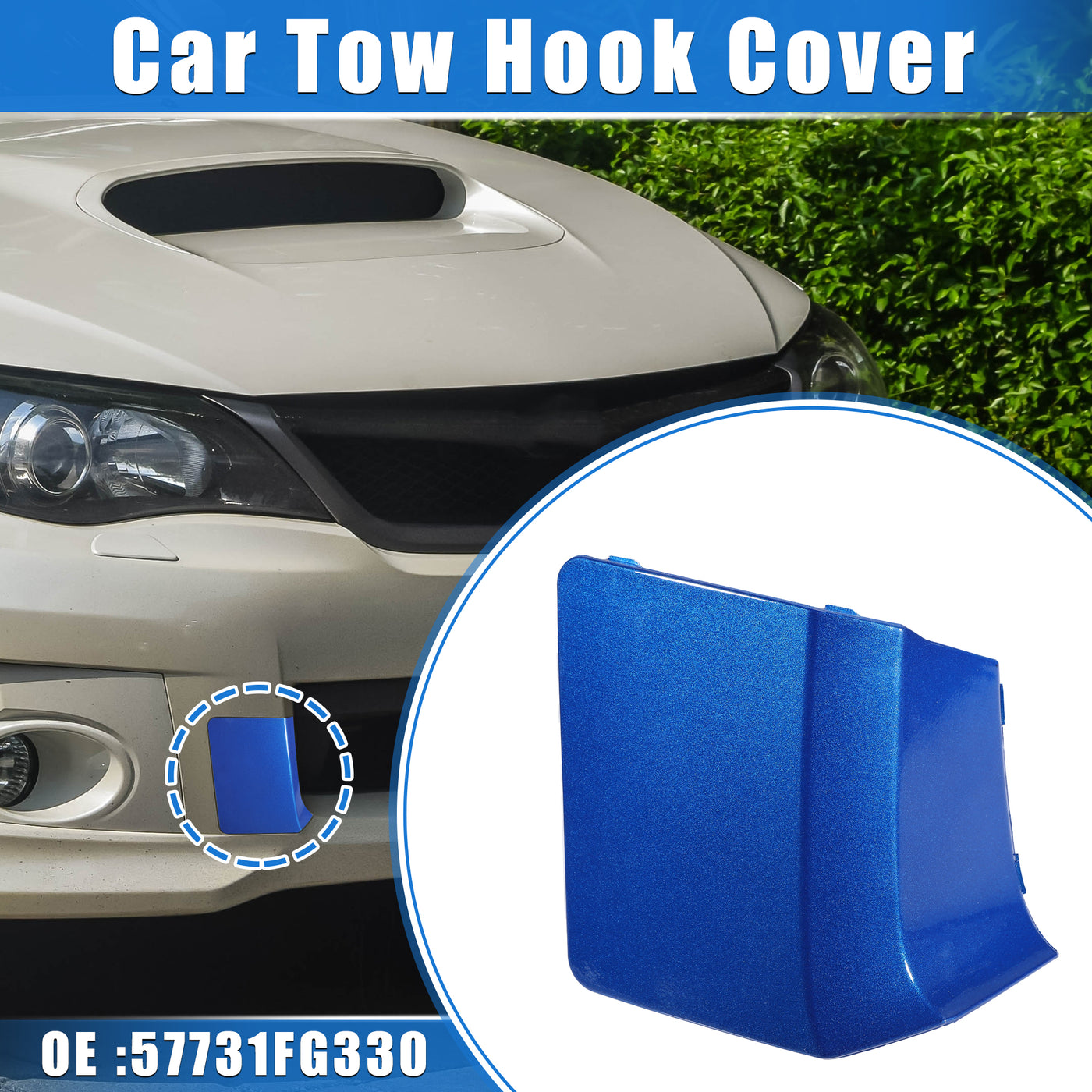 VekAuto Car Towing Tow Eye Hook Cover Cap Compatible for Subaru Impreza 2010-2014, Durable Plastic Blue Front Bumper