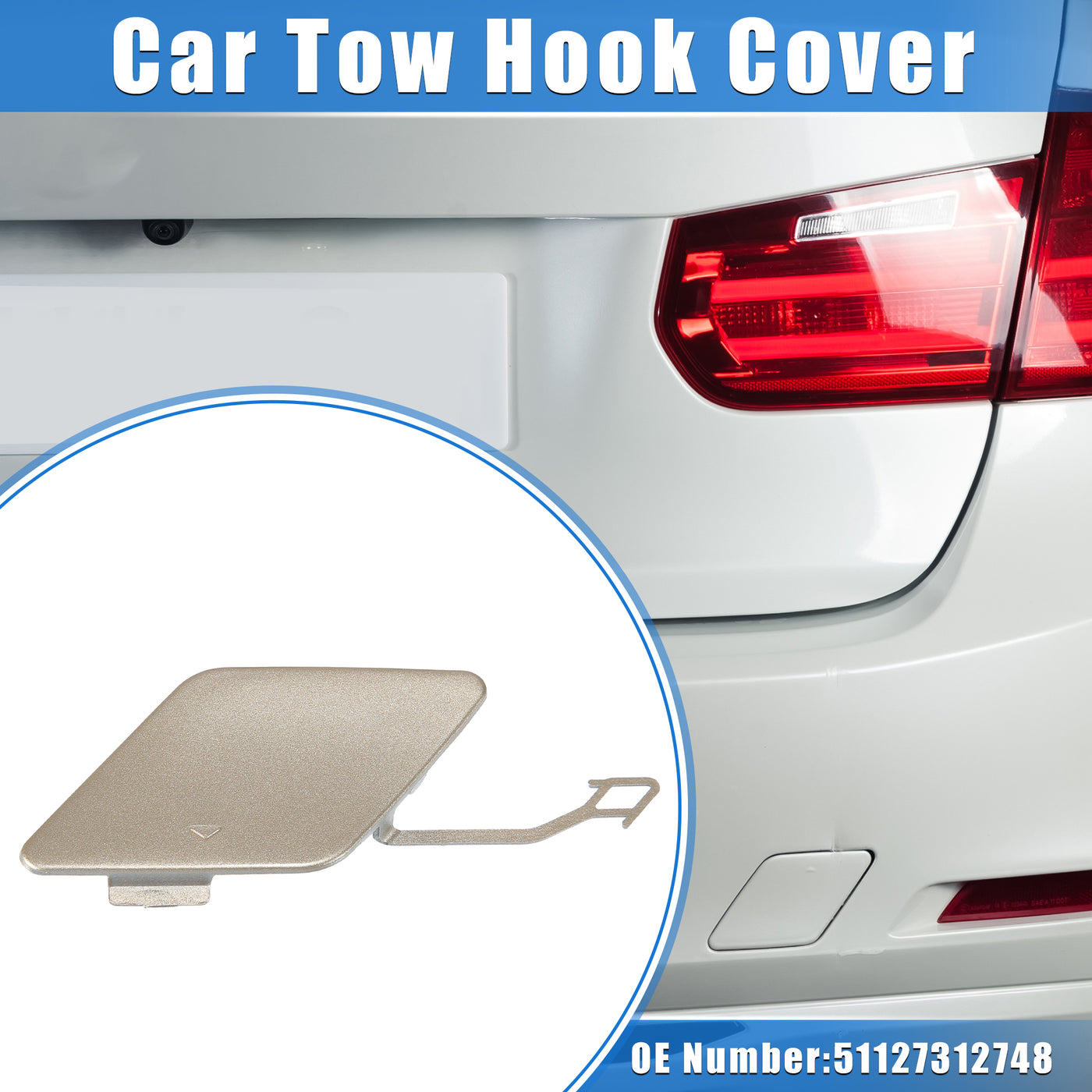 VekAuto Car Tow Hook Eye Hole Cover Cap Compatible for BMW 3 Series 335i 328i Base Sedan 2012-2015, Durable Plastic Gold Tone Rear Bumper