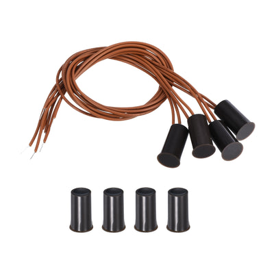 Harfington Magnetic Reed Switch, 4 Pack NC Ring Alarm Contact Sensor Switch, Brown