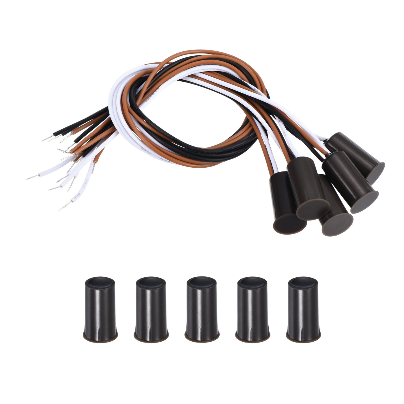 Harfington Magnetic Reed Switch, 5 Pack NO NC Ring Alarm Contact Sensor Switch, Brown