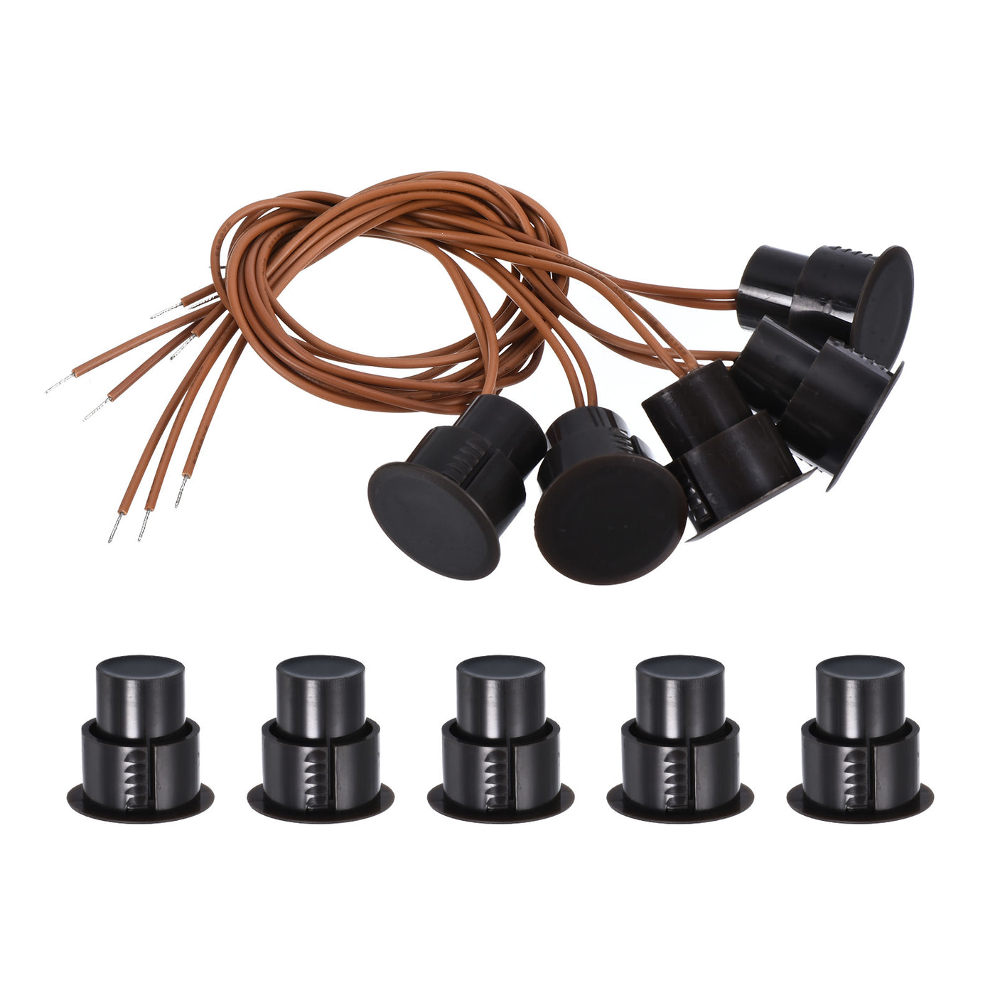 Harfington Magnetic Reed Switch, 5 Pack NC Door Sensor Window Contact Switch, Brown