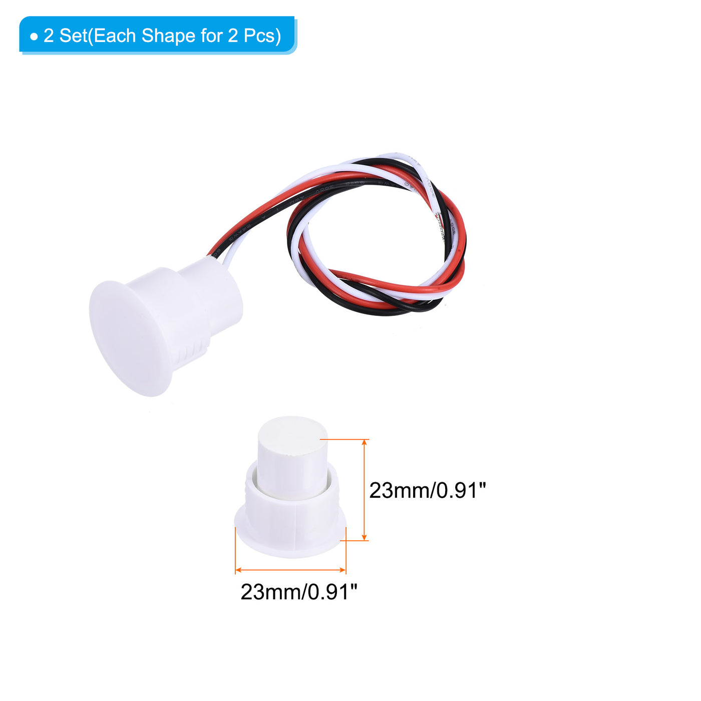 Harfington Magnetic Reed Switch, 2 Pack NO NC Door Sensor Window Contact Switch, White