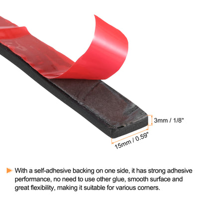 Harfington Uxcell 0.6"W x 1/8"T x 10'L Adhesive Rubber Strips Solid Neoprene Rubber Strips Sheet