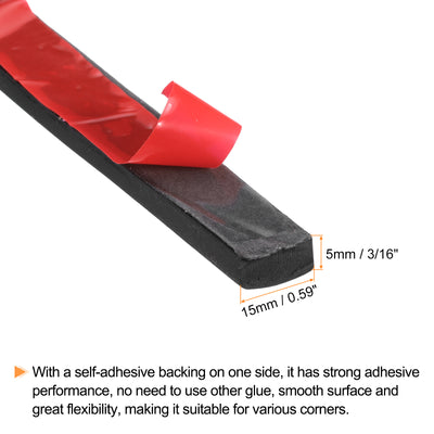 Harfington Uxcell 0.6"W x 3/16"T x 16'L Adhesive Rubber Strips Solid Neoprene Rubber Strips Sheet