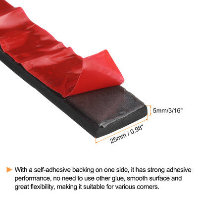 Harfington Uxcell 1"W x 3/16"T x 3'L Adhesive Rubber Strips Solid Neoprene Rubber Strips Sheet