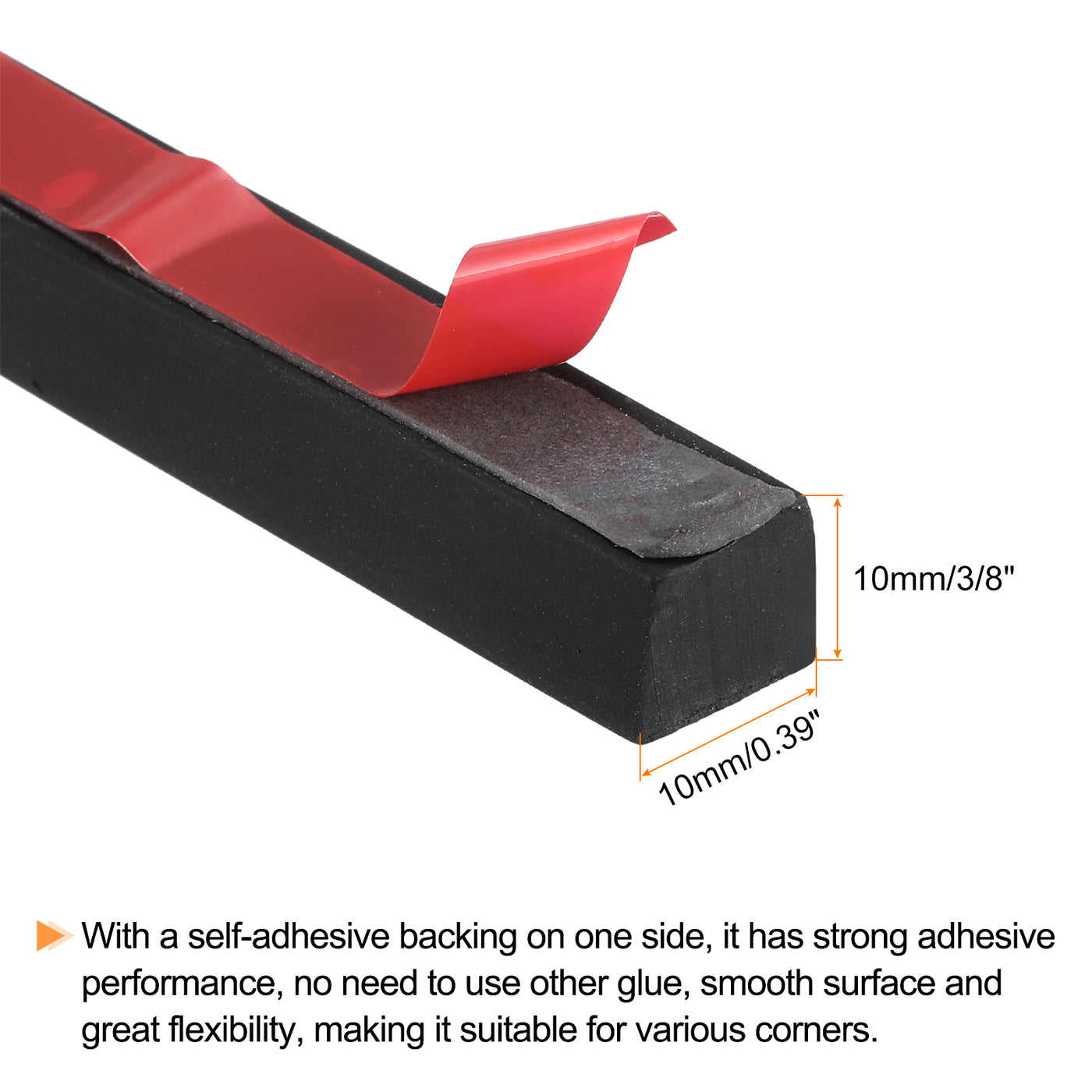 uxcell Uxcell 0.4"W x 3/8"T x 6'L Adhesive Rubber Strips Solid Neoprene Rubber Strips Sheet