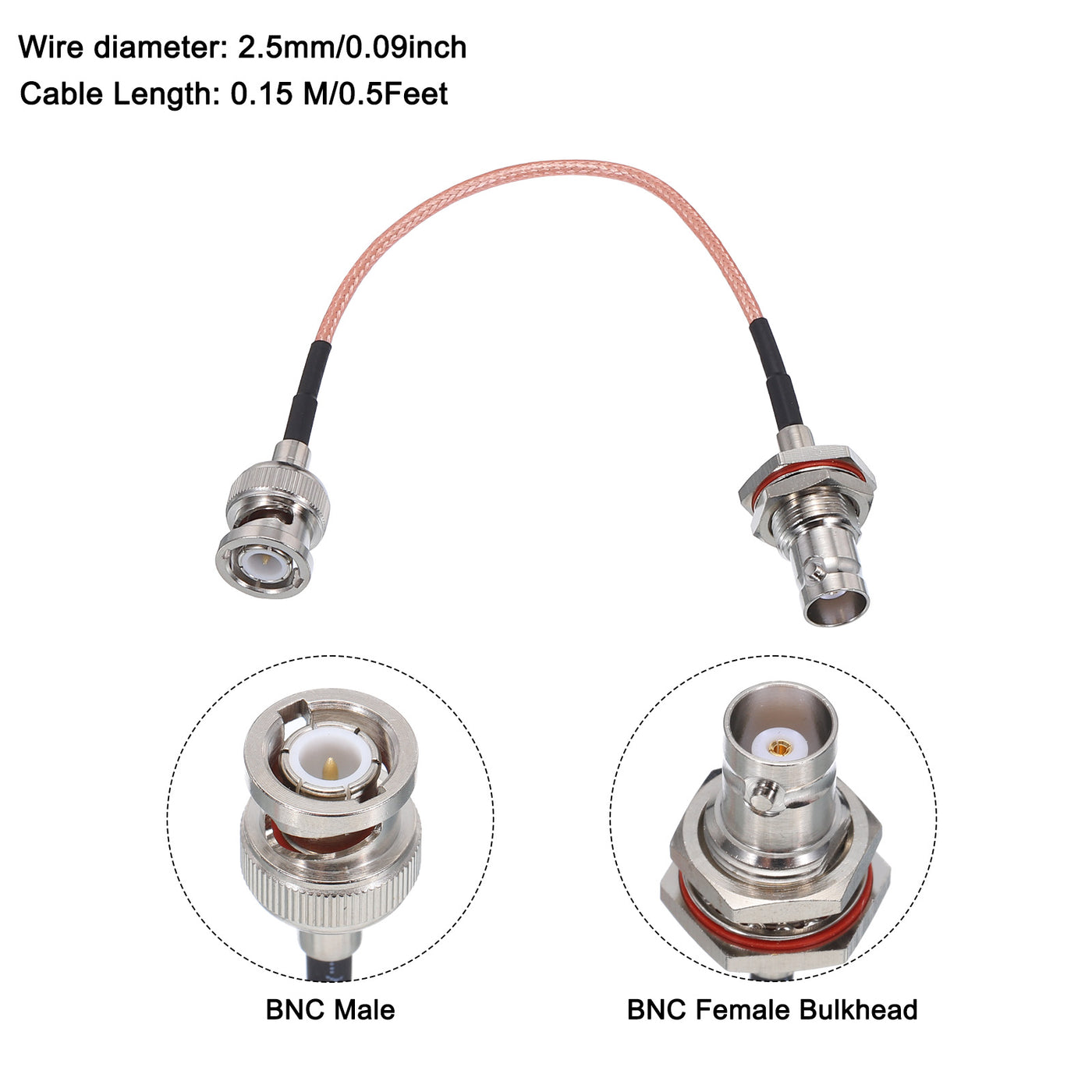 Harfington RG316 Coaxial Cables BNC Male to BNC Female Bulkhead with Adapter Low Loss RF Coaxial Cable