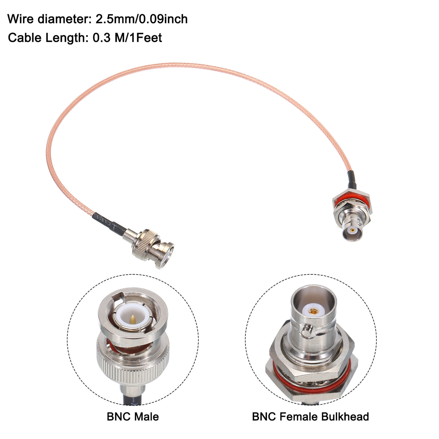 Harfington RG316 Coaxial Cables BNC Male to BNC Female Bulkhead with Adapter Low Loss RF Coaxial Cable