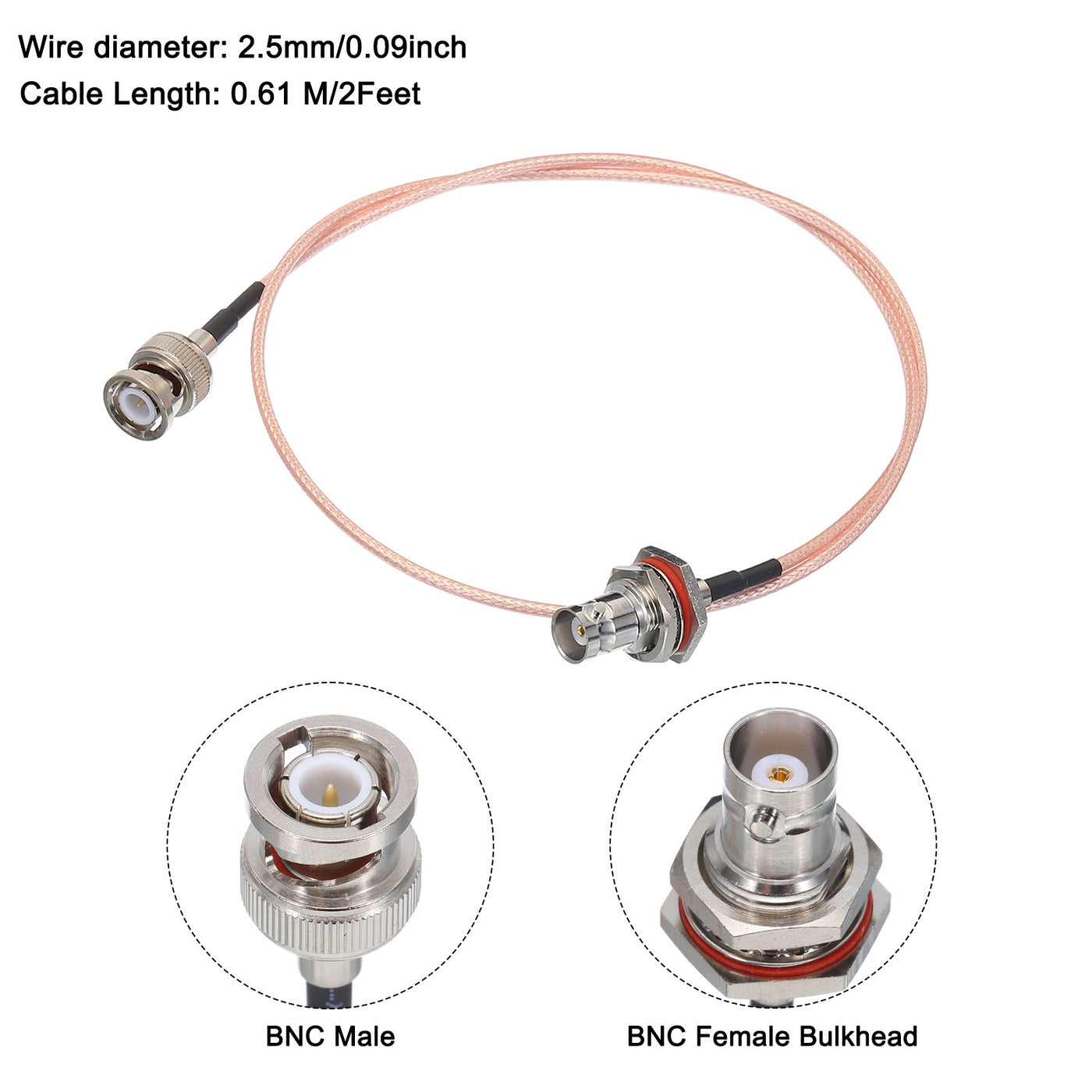 Harfington RG316 Coaxial Cables BNC Male to BNC Female Bulkhead with Adapter Low Loss RF Coaxial Cable