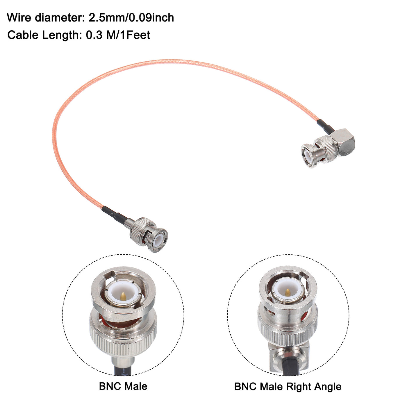 Harfington RG316 Coaxial Cables BNC Male to BNC Male Right Angle with Adapter Low Loss RF Coaxial Cable