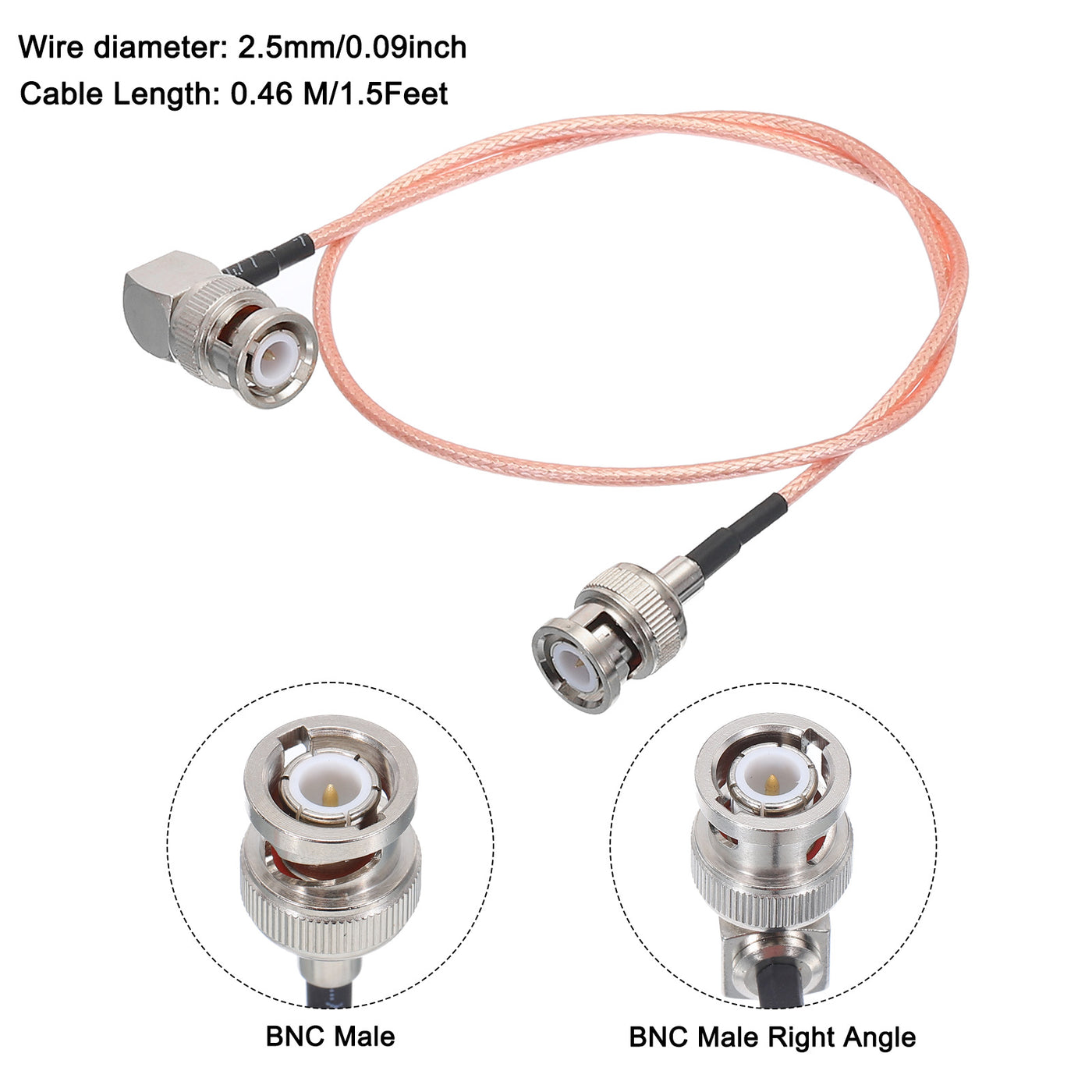 Harfington RG316 Coaxial Cables BNC Male to BNC Male Right Angle with Adapter Low Loss RF Coaxial Cable