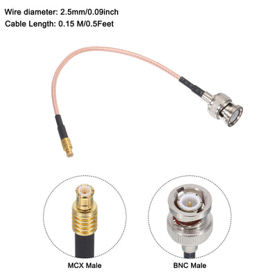 Harfington Uxcell RG316 Coaxial Cables BNC Male to MCX Male with Adapter Low Loss RF Coaxial Cable 0.5FT Orange 2Pcs