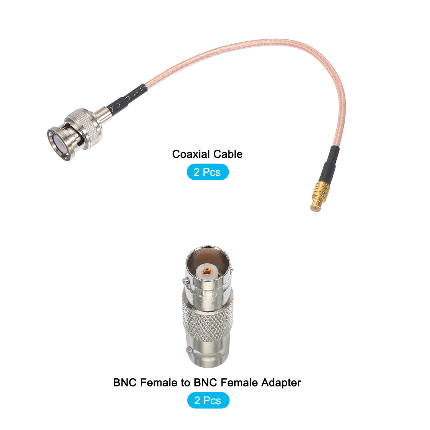 uxcell Uxcell RG316 Coaxial Cables BNC Male to MCX Male with Adapter Low Loss RF Coaxial Cable 0.5FT Orange 2Pcs