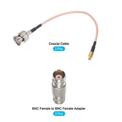 Harfington Uxcell RG316 Coaxial Cables BNC Male to MCX Male with Adapter Low Loss RF Coaxial Cable 0.5FT Orange 2Pcs