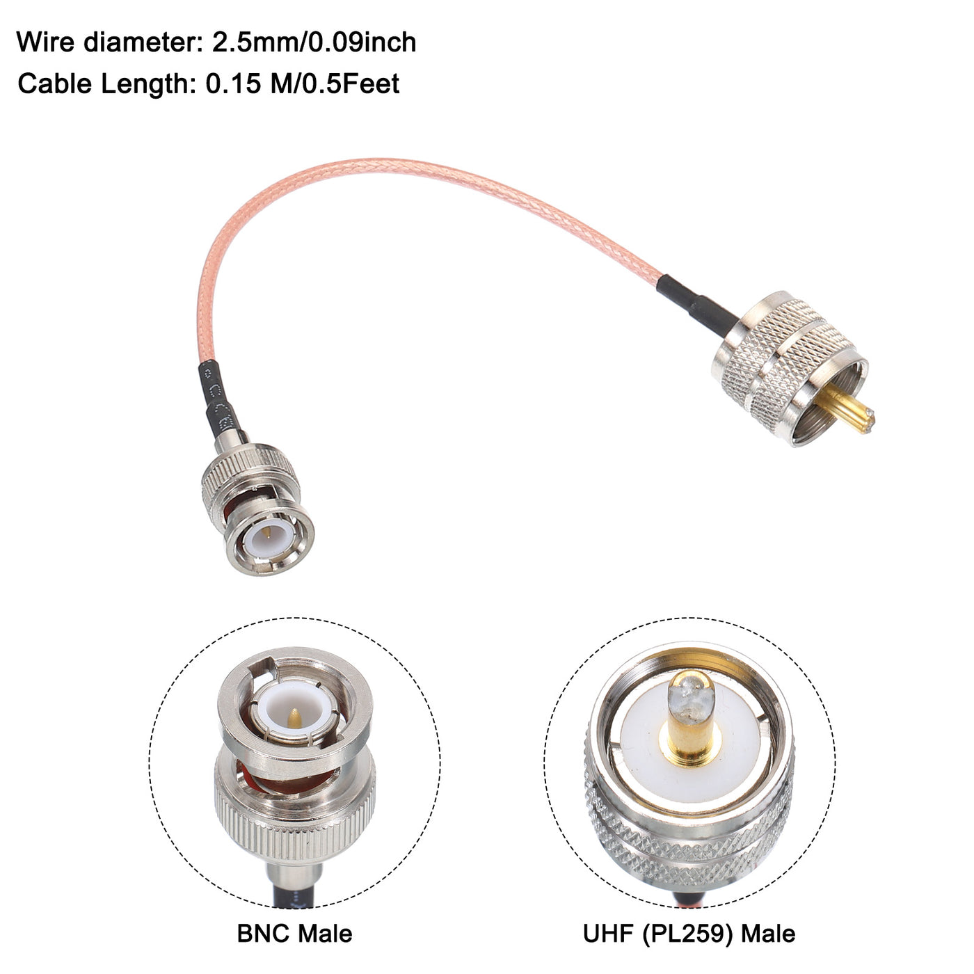 Harfington RG316 Coaxial Cables BNC Male to UHF Male with Adapter Low Loss RF Coaxial Cable