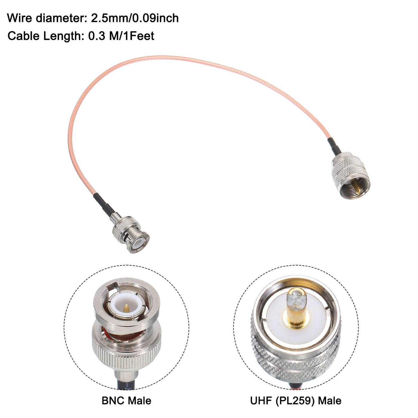 Harfington RG316 Coaxial Cables BNC Male to UHF Male with Adapter Low Loss RF Coaxial Cable