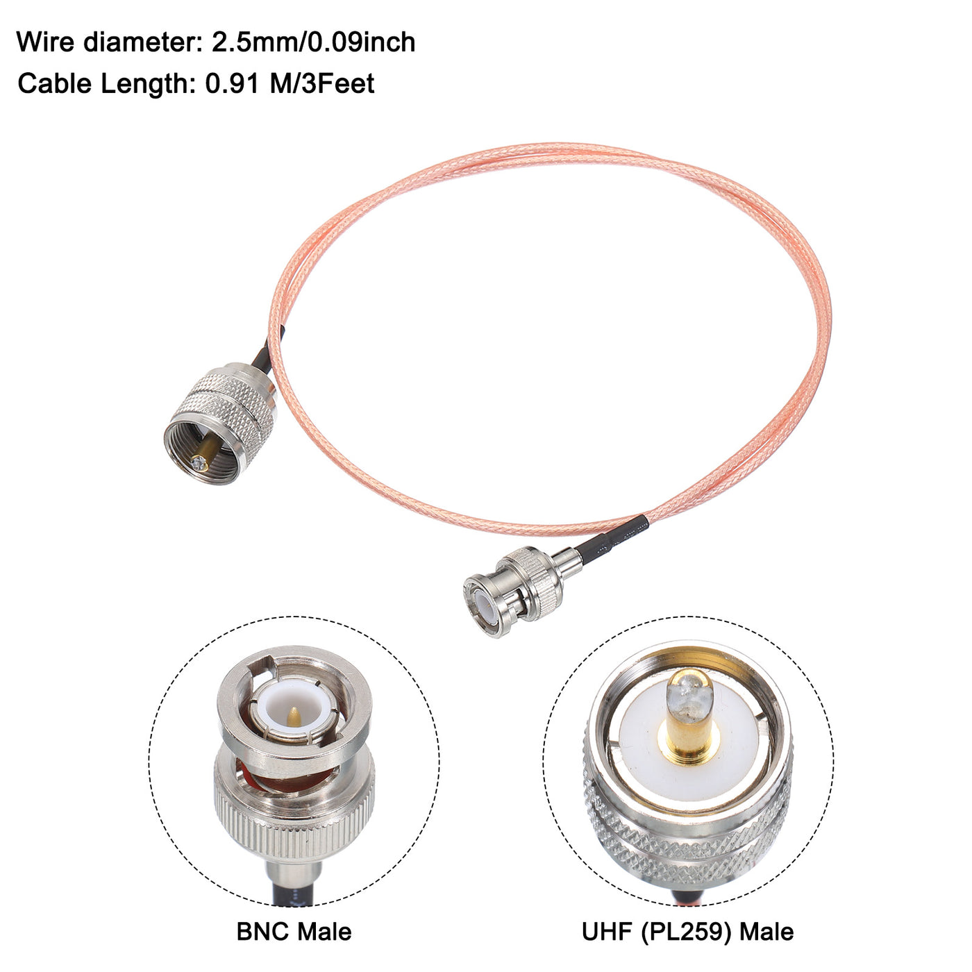 Harfington RG316 Coaxial Cables BNC Male to UHF Male with Adapter Low Loss RF Coaxial Cable