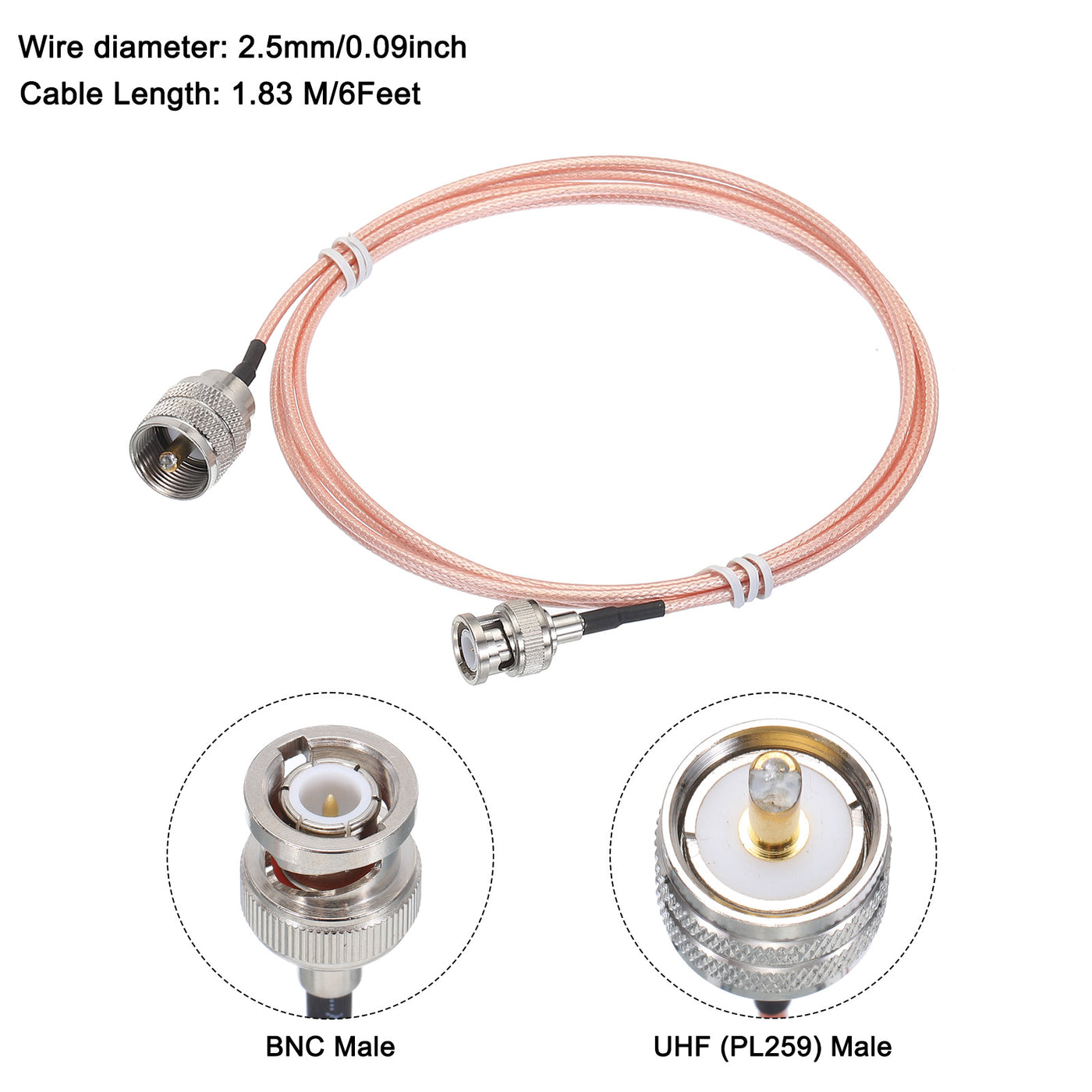 Harfington RG316 Coaxial Cables BNC Male to UHF Male with Adapter Low Loss RF Coaxial Cable