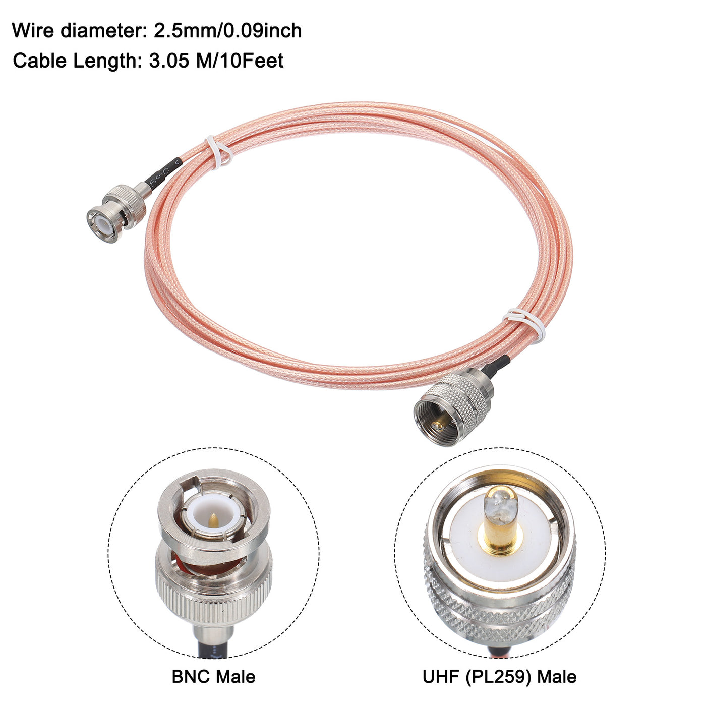 Harfington RG316 Coaxial Cables BNC Male to UHF Male with Adapter Low Loss RF Coaxial Cable