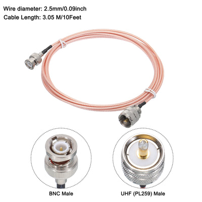 Harfington RG316 Coaxial Cables BNC Male to UHF Male with Adapter Low Loss RF Coaxial Cable