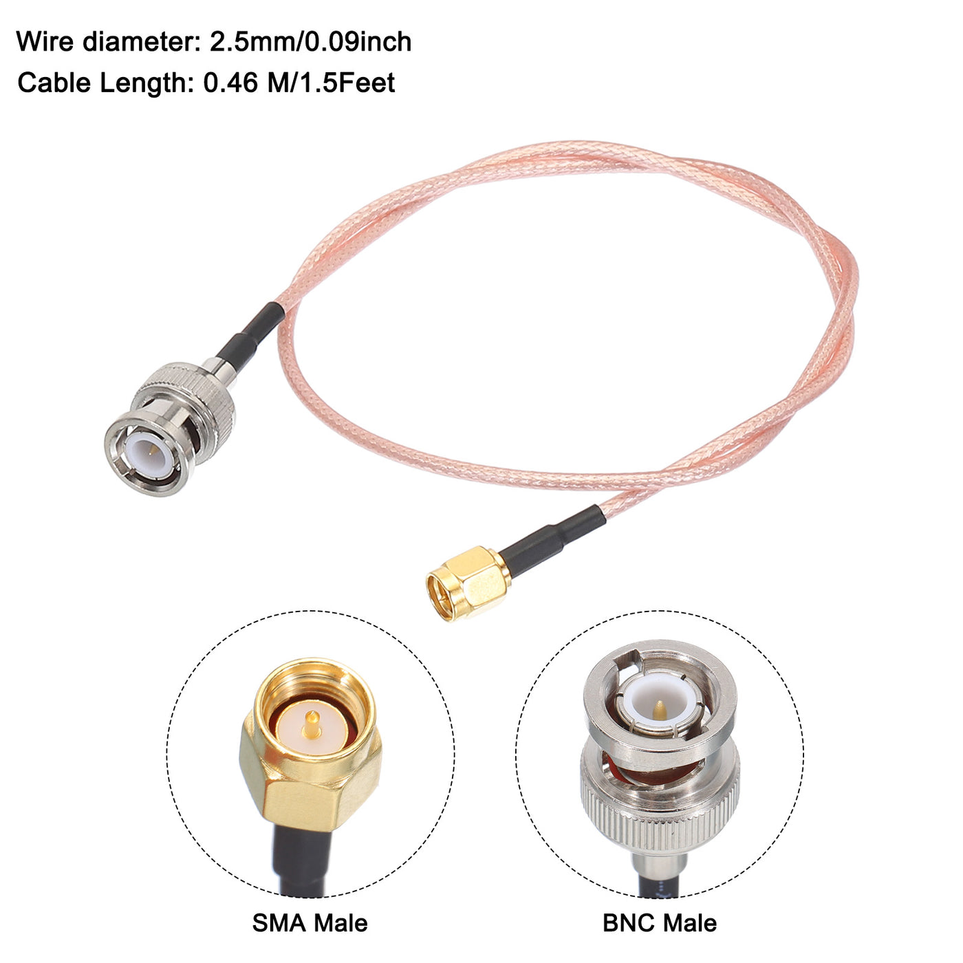 Harfington RG316 Coaxial Cables SMA Male to BNC Male with Adapter Low Loss RF Coaxial Cable