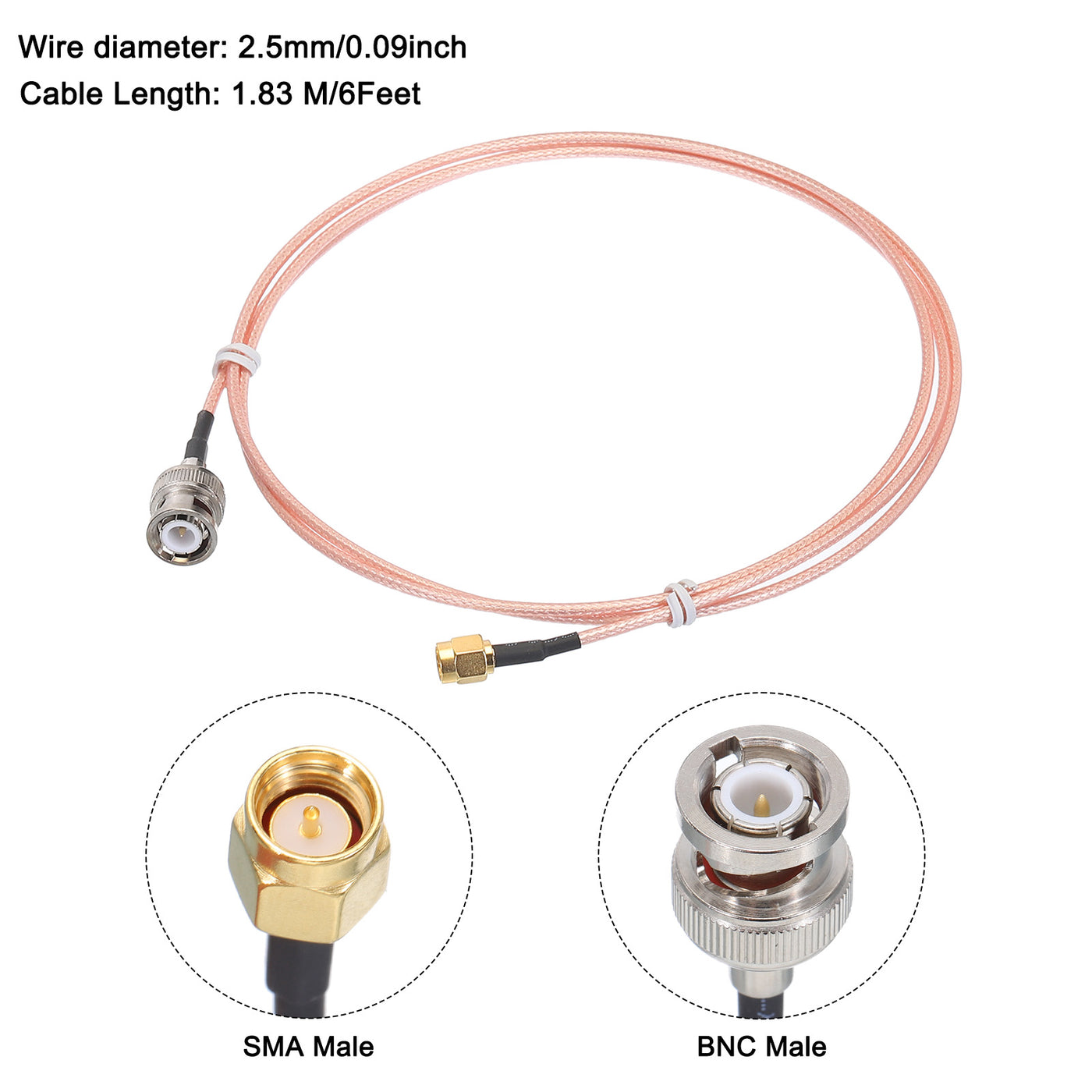 Harfington RG316 Coaxial Cables SMA Male to BNC Male with Adapter Low Loss RF Coaxial Cable