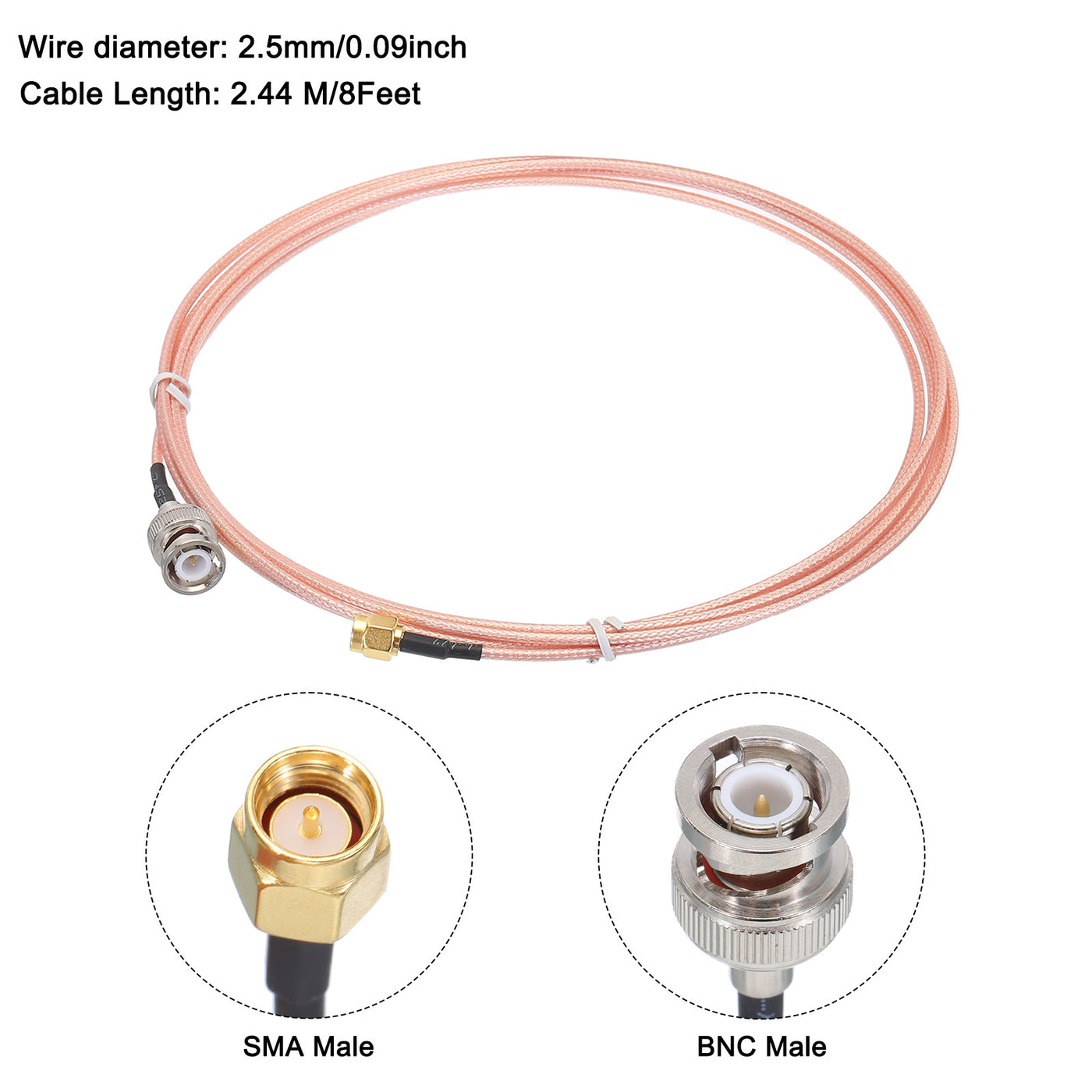 Harfington RG316 Coaxial Cables SMA Male to BNC Male with Adapter Low Loss RF Coaxial Cable